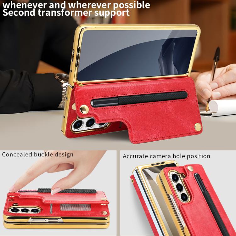 For Samsung Galaxy Z Fold7 VIETAO Film Integrated Folding Holder Flip PU Phone Case