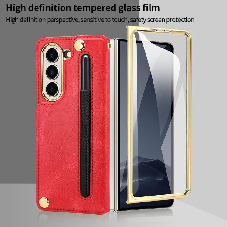 For Samsung Galaxy Z Fold7 VIETAO Film Integrated Folding Holder Flip PU Phone Case