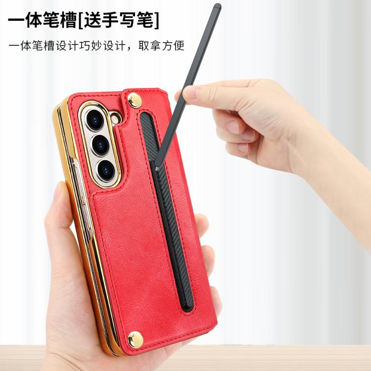 For Samsung Galaxy Z Fold7 VIETAO Film Integrated Folding Holder Flip PU Phone Case