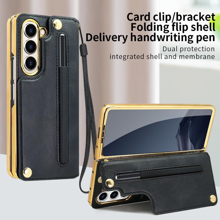 For Samsung Galaxy Z Fold7 VIETAO Film Integrated Folding Holder Flip PU Phone Case