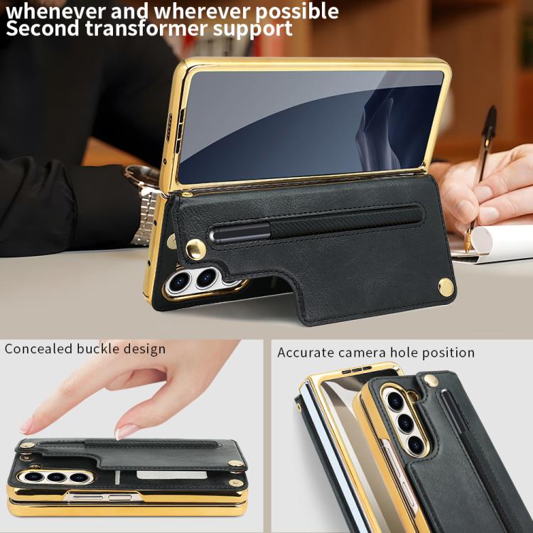 For Samsung Galaxy Z Fold7 VIETAO Film Integrated Folding Holder Flip PU Phone Case