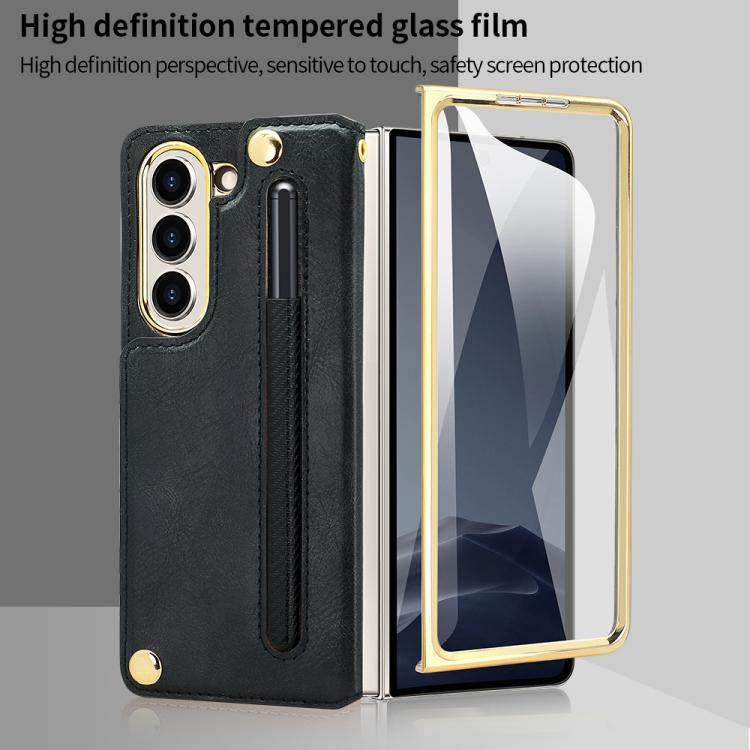 For Samsung Galaxy Z Fold7 VIETAO Film Integrated Folding Holder Flip PU Phone Case