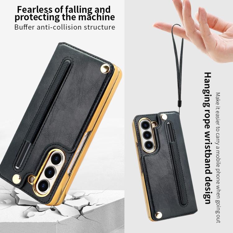 For Samsung Galaxy Z Fold7 VIETAO Film Integrated Folding Holder Flip PU Phone Case