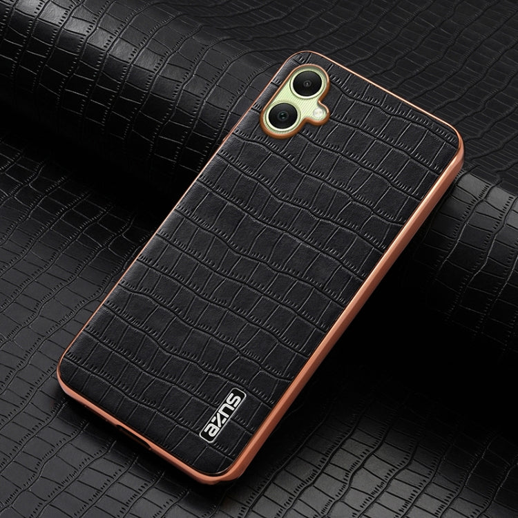 For Samsung Galaxy A06 4G AZNS Electroplated Frame Crocodile Texture Full Coverage Phone Case