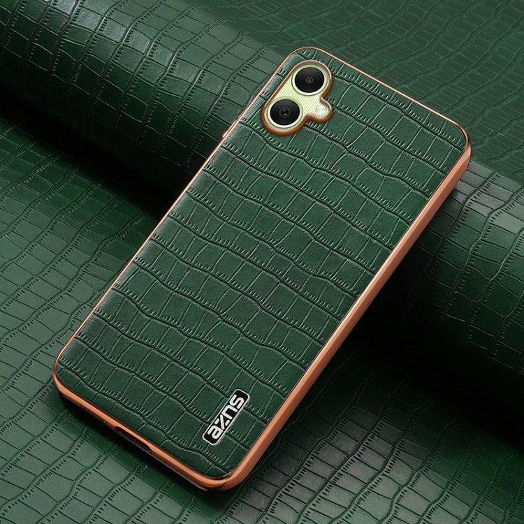 For Samsung Galaxy A06 4G AZNS Electroplated Frame Crocodile Texture Full Coverage Phone Case