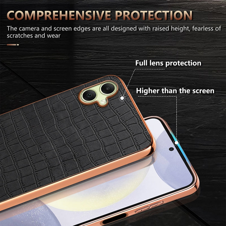 For Samsung Galaxy A06 4G AZNS Electroplated Frame Crocodile Texture Full Coverage Phone Case