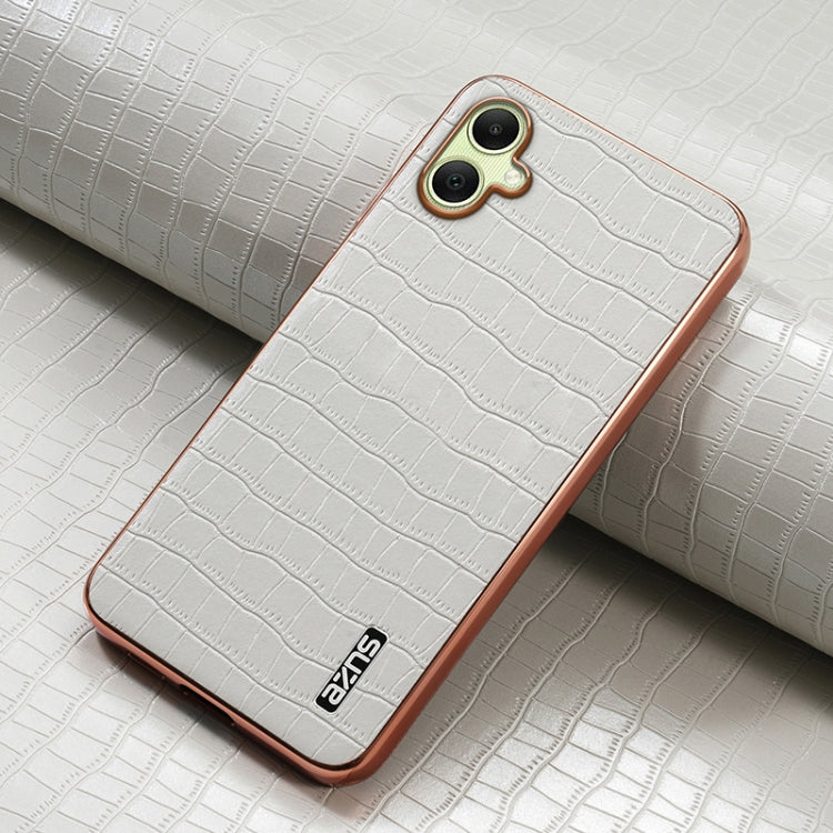 For Samsung Galaxy A06 4G AZNS Electroplated Frame Crocodile Texture Full Coverage Phone Case