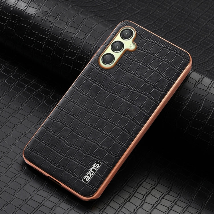 For Samsung Galaxy A16 5G AZNS Electroplated Frame Crocodile Texture Full Coverage Phone Case