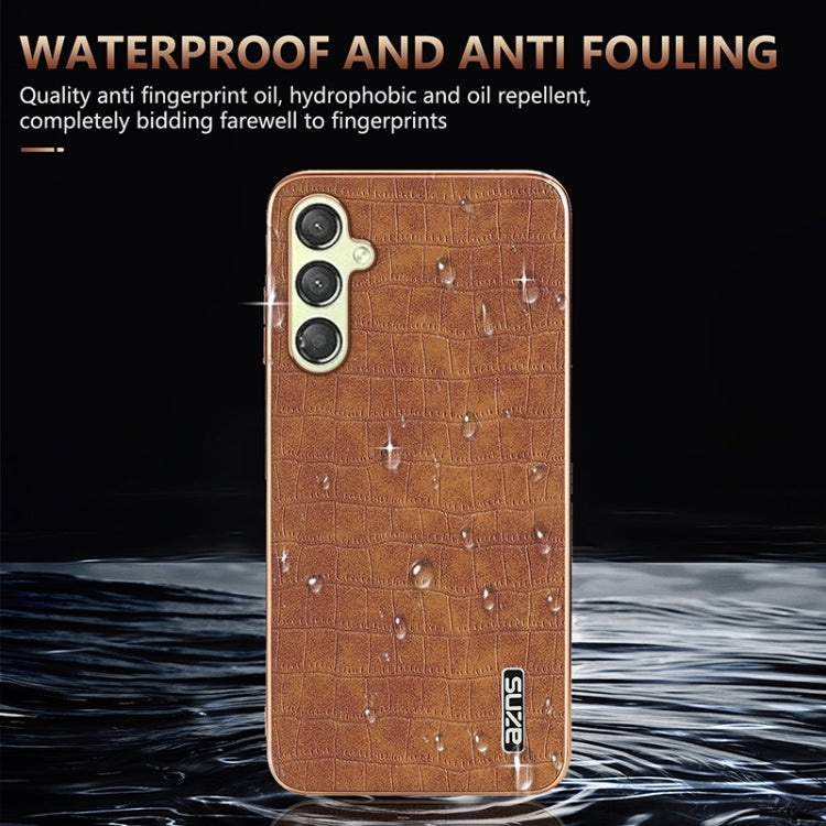 For Samsung Galaxy A16 5G AZNS Electroplated Frame Crocodile Texture Full Coverage Phone Case