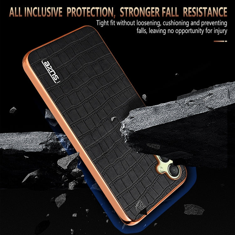For Samsung Galaxy A16 5G AZNS Electroplated Frame Crocodile Texture Full Coverage Phone Case