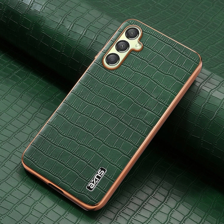 For Samsung Galaxy A16 5G AZNS Electroplated Frame Crocodile Texture Full Coverage Phone Case