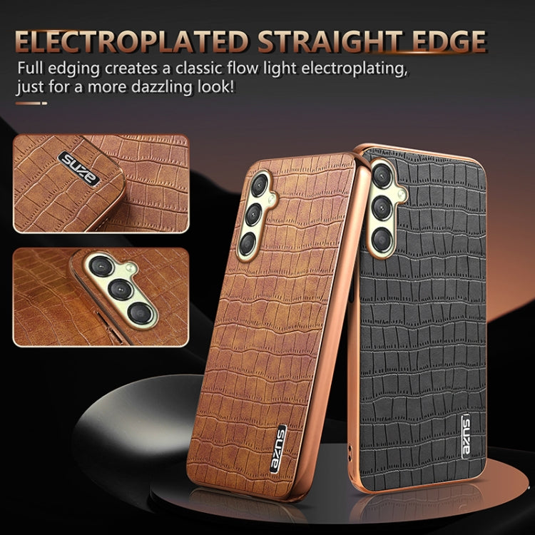 For Samsung Galaxy A16 5G AZNS Electroplated Frame Crocodile Texture Full Coverage Phone Case