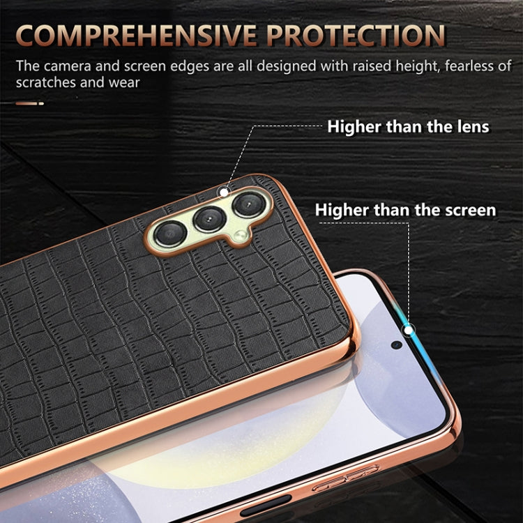 For Samsung Galaxy A16 5G AZNS Electroplated Frame Crocodile Texture Full Coverage Phone Case