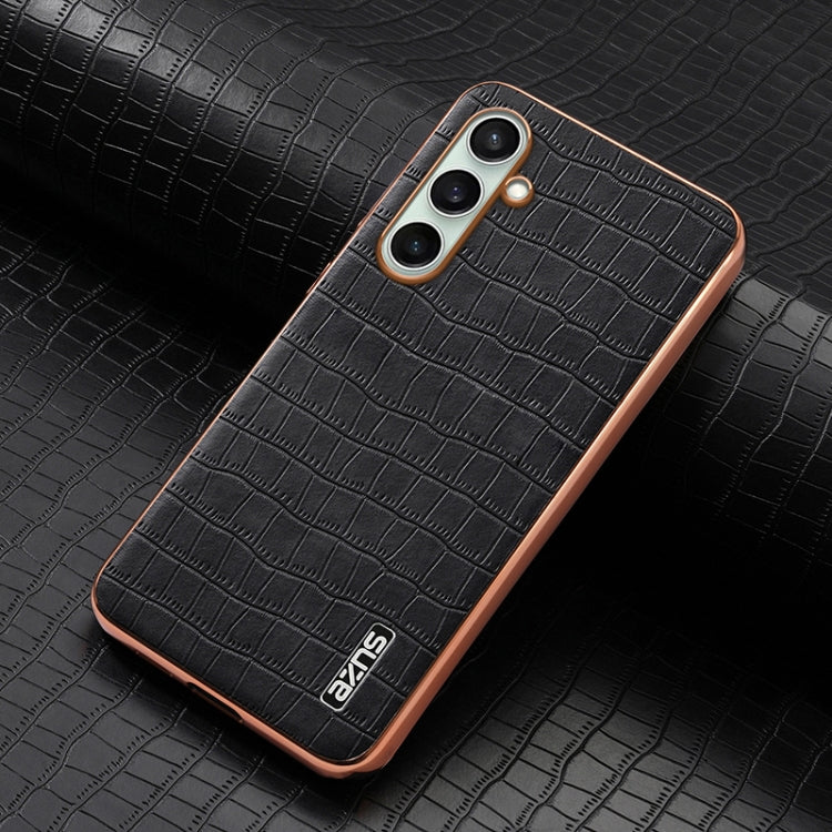 For Samsung Galaxy A36 AZNS Electroplated Frame Crocodile Texture Full Coverage Phone Case