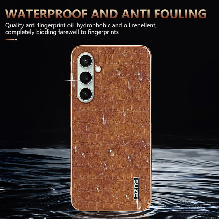 For Samsung Galaxy A36 AZNS Electroplated Frame Crocodile Texture Full Coverage Phone Case