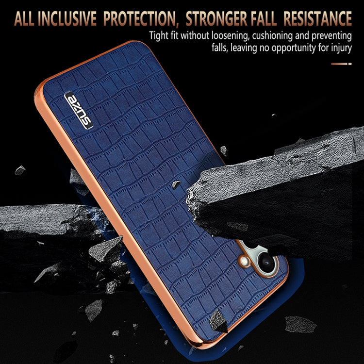 For Samsung Galaxy A36 AZNS Electroplated Frame Crocodile Texture Full Coverage Phone Case