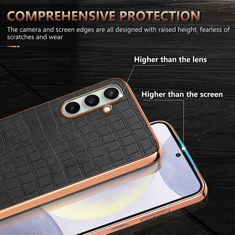 For Samsung Galaxy A36 AZNS Electroplated Frame Crocodile Texture Full Coverage Phone Case