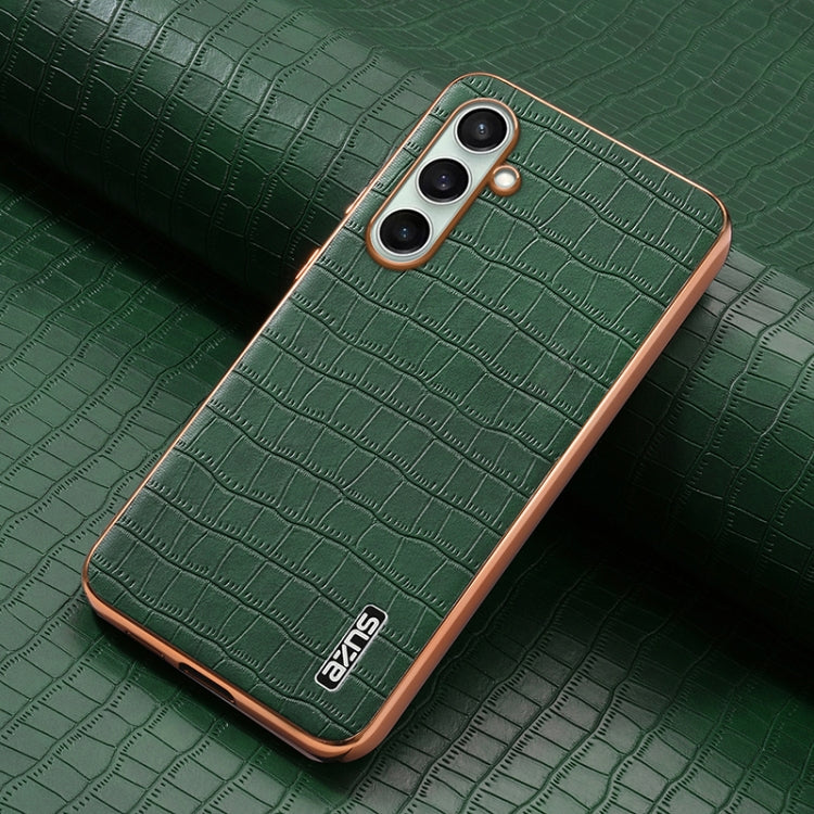 For Samsung Galaxy A36 AZNS Electroplated Frame Crocodile Texture Full Coverage Phone Case