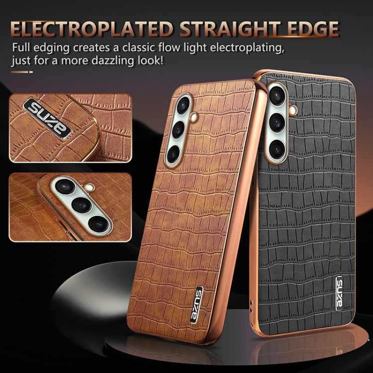 For Samsung Galaxy A36 AZNS Electroplated Frame Crocodile Texture Full Coverage Phone Case