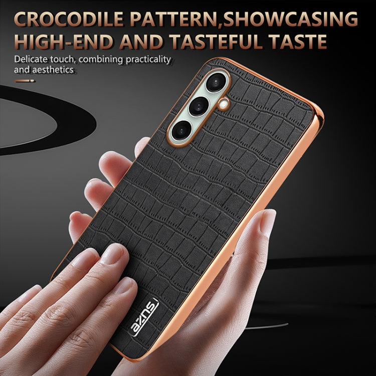 For Samsung Galaxy A36 AZNS Electroplated Frame Crocodile Texture Full Coverage Phone Case