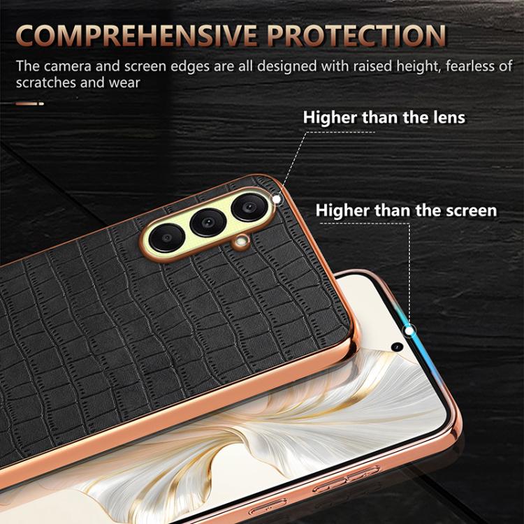 For Samsung Galaxy A26 5G AZNS Electroplated Frame Crocodile Texture Full Coverage Phone Case