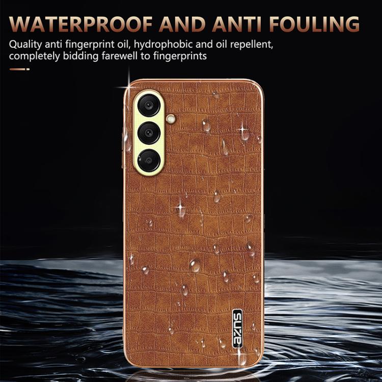 For Samsung Galaxy A26 5G AZNS Electroplated Frame Crocodile Texture Full Coverage Phone Case