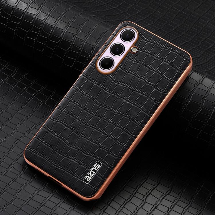 For Samsung Galaxy A56 5G AZNS Electroplated Frame Crocodile Texture Full Coverage Phone Case