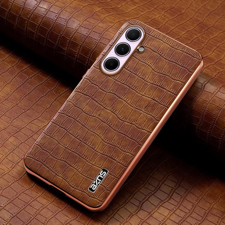For Samsung Galaxy A56 5G AZNS Electroplated Frame Crocodile Texture Full Coverage Phone Case