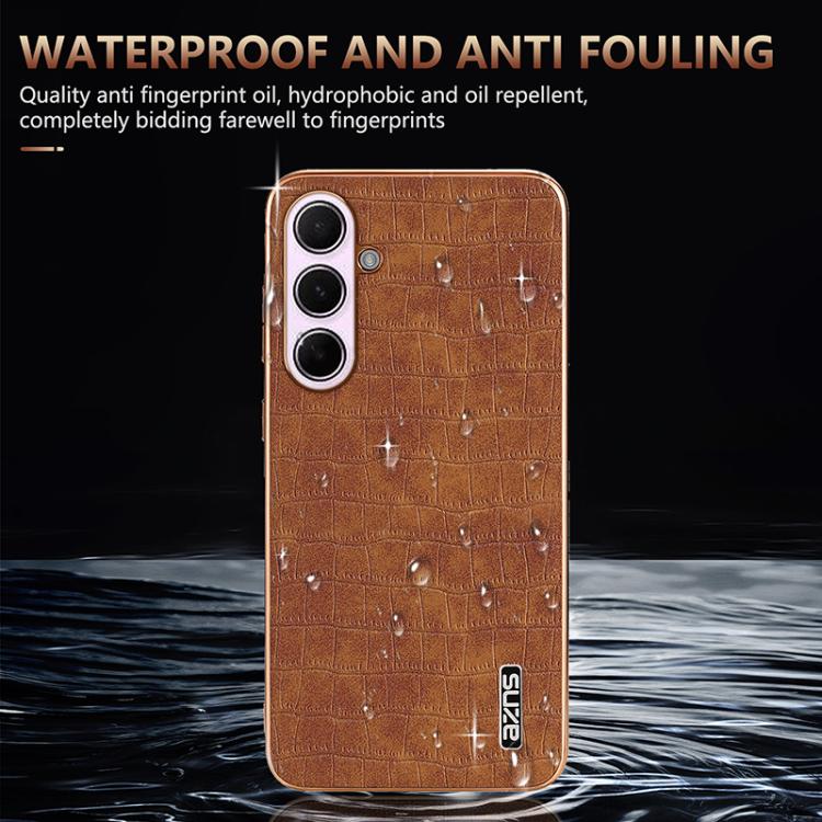 For Samsung Galaxy A56 5G AZNS Electroplated Frame Crocodile Texture Full Coverage Phone Case