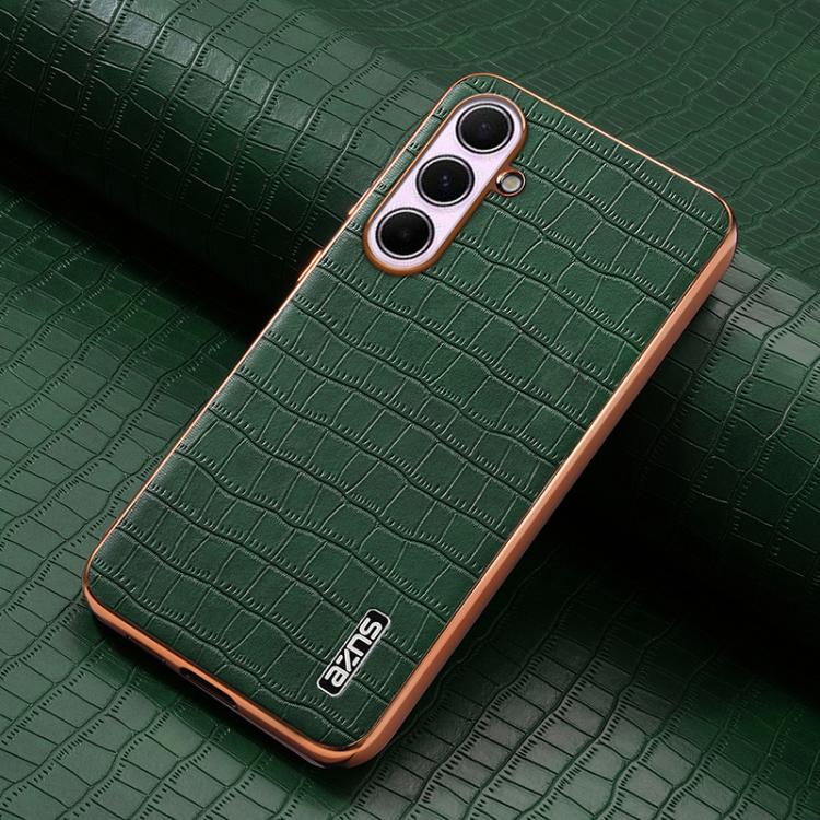 For Samsung Galaxy A56 5G AZNS Electroplated Frame Crocodile Texture Full Coverage Phone Case