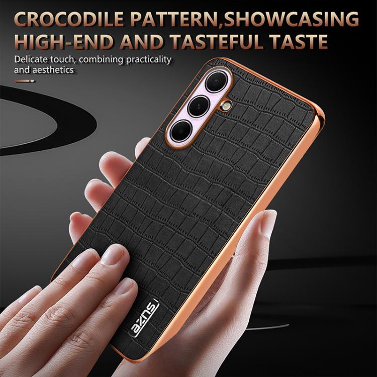 For Samsung Galaxy A56 5G AZNS Electroplated Frame Crocodile Texture Full Coverage Phone Case