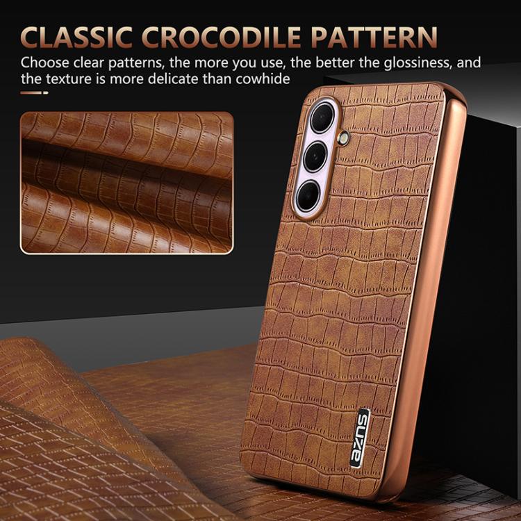 For Samsung Galaxy A56 5G AZNS Electroplated Frame Crocodile Texture Full Coverage Phone Case