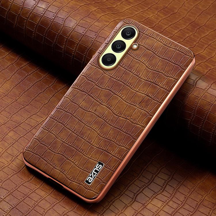 For Samsung Galaxy A17 4G / 5G AZNS Electroplated Frame Crocodile Texture Full Coverage Phone Case