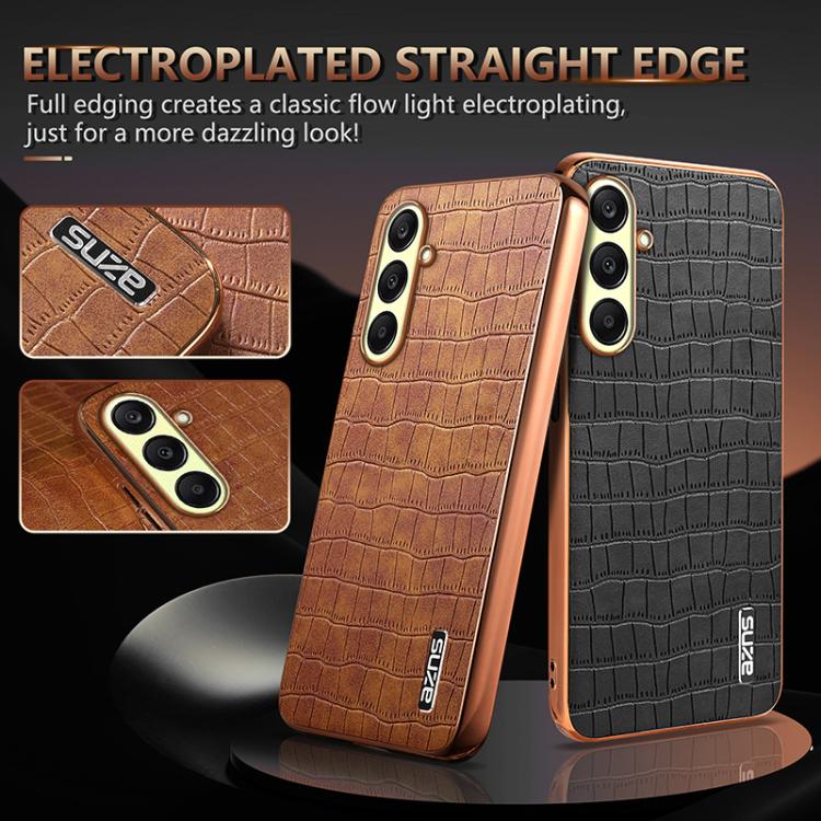 For Samsung Galaxy A17 4G / 5G AZNS Electroplated Frame Crocodile Texture Full Coverage Phone Case