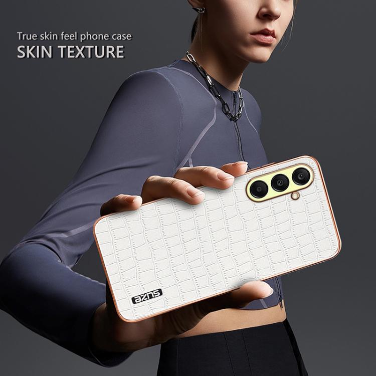 For Samsung Galaxy A17 4G / 5G AZNS Electroplated Frame Crocodile Texture Full Coverage Phone Case