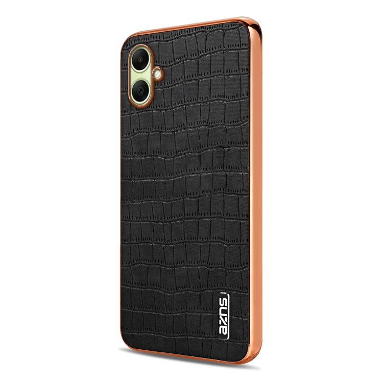 For Samsung Galaxy A07 4G AZNS Electroplated Frame Crocodile Texture Full Coverage Phone Case