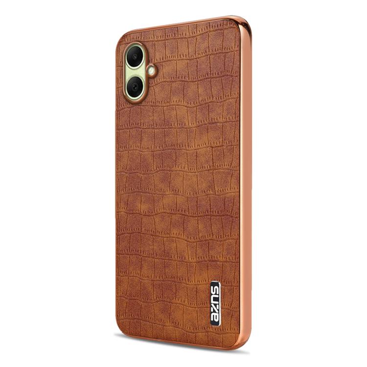 For Samsung Galaxy A07 4G AZNS Electroplated Frame Crocodile Texture Full Coverage Phone Case