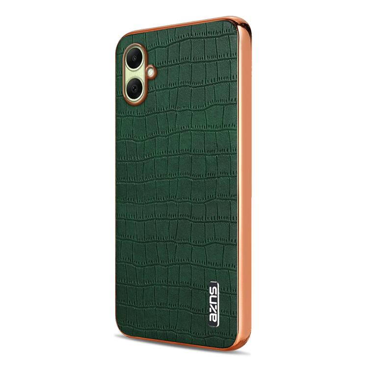 For Samsung Galaxy A07 4G AZNS Electroplated Frame Crocodile Texture Full Coverage Phone Case