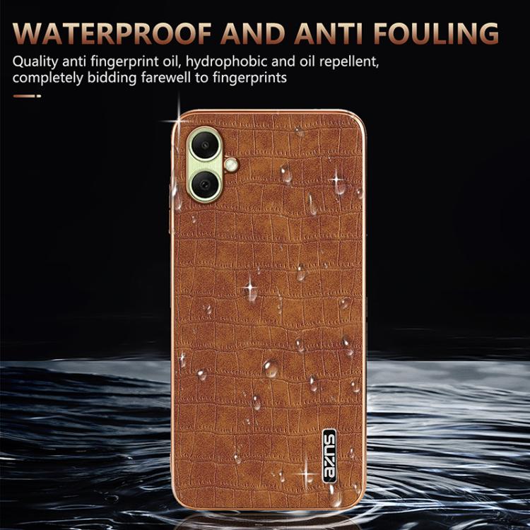 For Samsung Galaxy A07 4G AZNS Electroplated Frame Crocodile Texture Full Coverage Phone Case