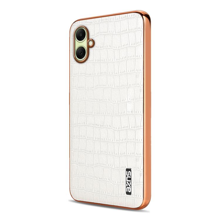 For Samsung Galaxy A07 4G AZNS Electroplated Frame Crocodile Texture Full Coverage Phone Case