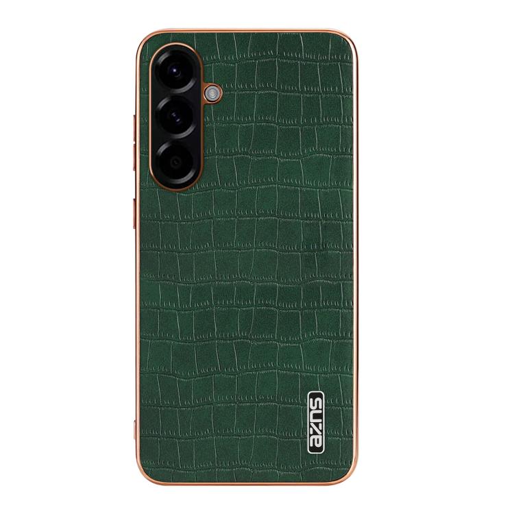 For Samsung Galaxy A37 5G AZNS Electroplated Frame Crocodile Texture Full Coverage Phone Case