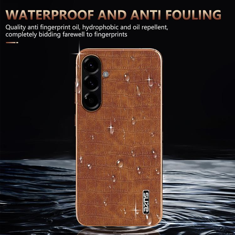 For Samsung Galaxy A37 5G AZNS Electroplated Frame Crocodile Texture Full Coverage Phone Case