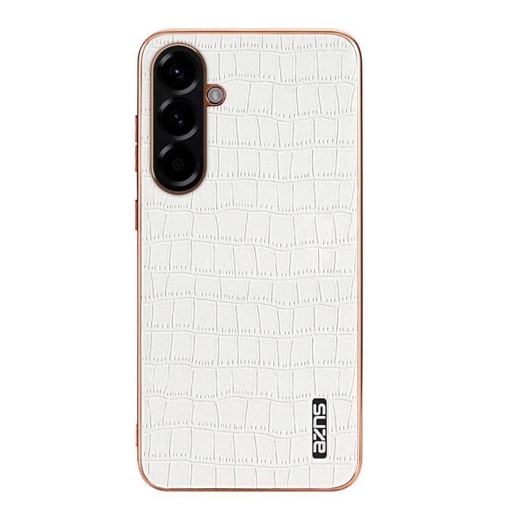 For Samsung Galaxy A37 5G AZNS Electroplated Frame Crocodile Texture Full Coverage Phone Case