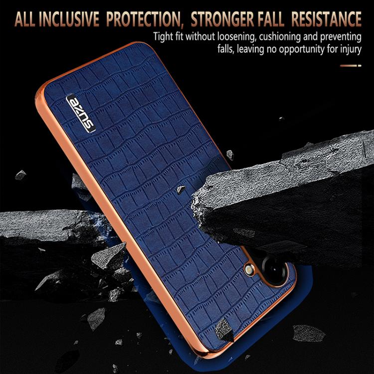 For Samsung Galaxy A37 5G AZNS Electroplated Frame Crocodile Texture Full Coverage Phone Case