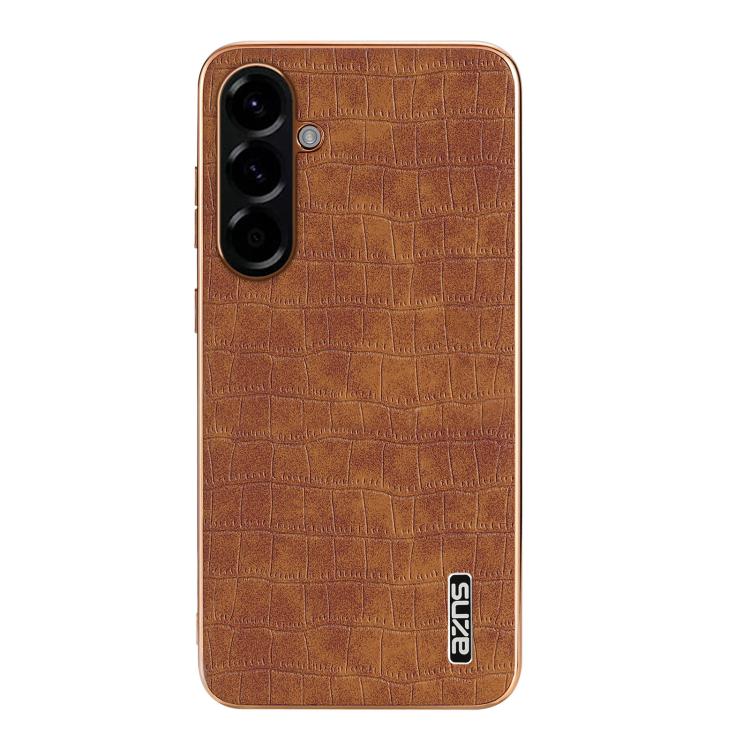 For Samsung Galaxy A57 5G AZNS Electroplated Frame Crocodile Texture Full Coverage Phone Case
