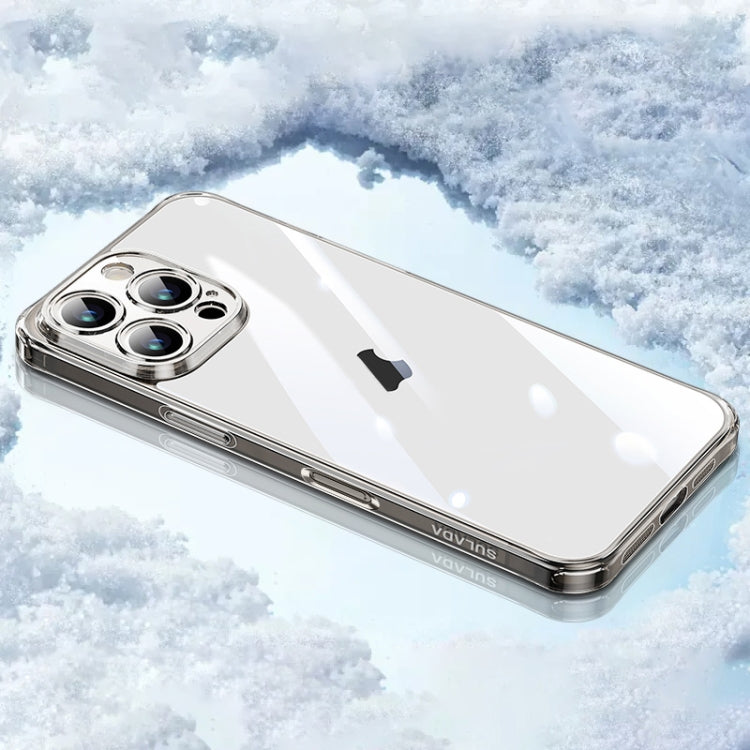 For iPhone 16 Pro Max SULADA TPU Frame Tempered Glass Transparent Phone Case