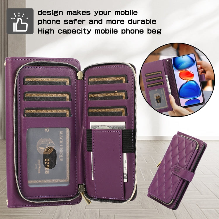 For Xiaomi 12T / 12T Pro Rhombic Full Zipper Wallet Leather Phone Case