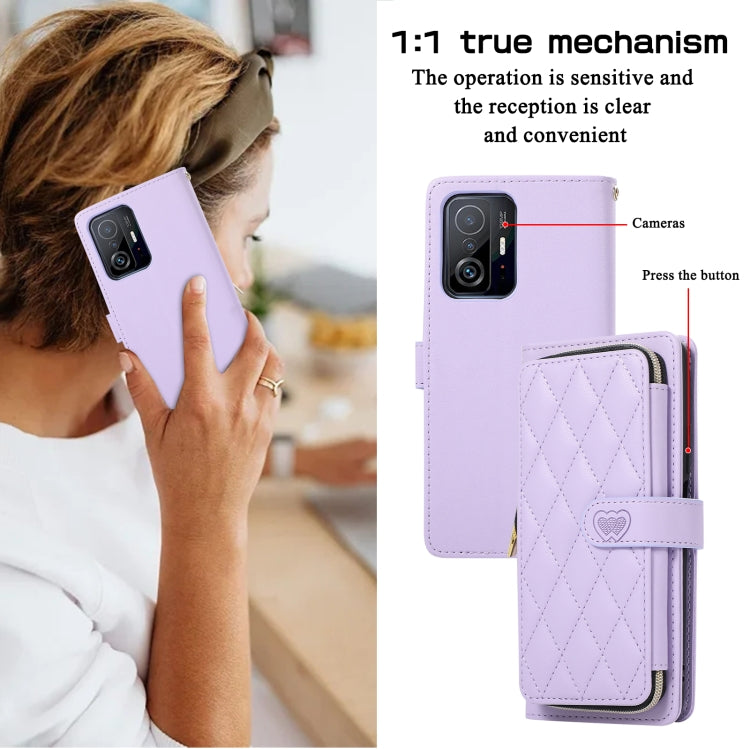 For Xiaomi Mi 11T / 11T Pro Rhombic Full Zipper Wallet Leather Phone Case