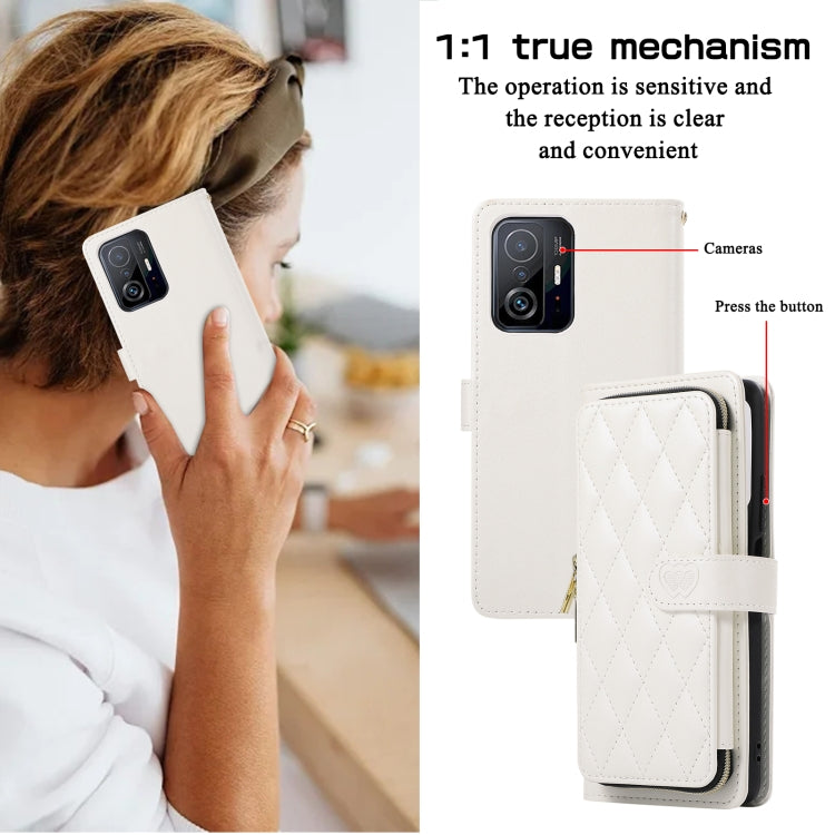 For Xiaomi Mi 11T / 11T Pro Rhombic Full Zipper Wallet Leather Phone Case