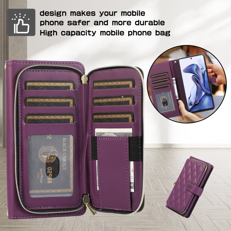 For Xiaomi Mi 11T / 11T Pro Rhombic Full Zipper Wallet Leather Phone Case
